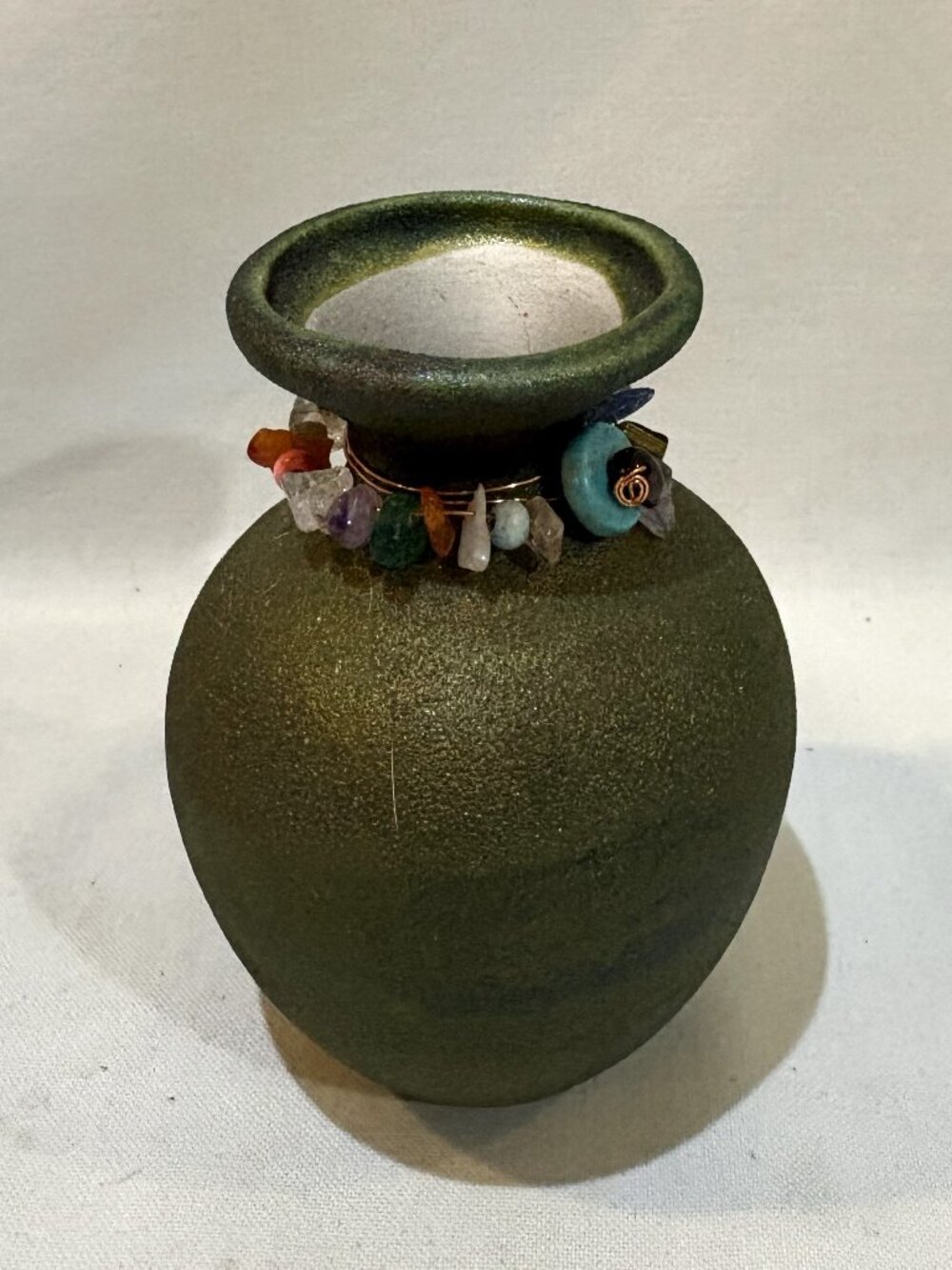 Hand Crafted Raku Pottery Small Vase Signed Jeremy Diller